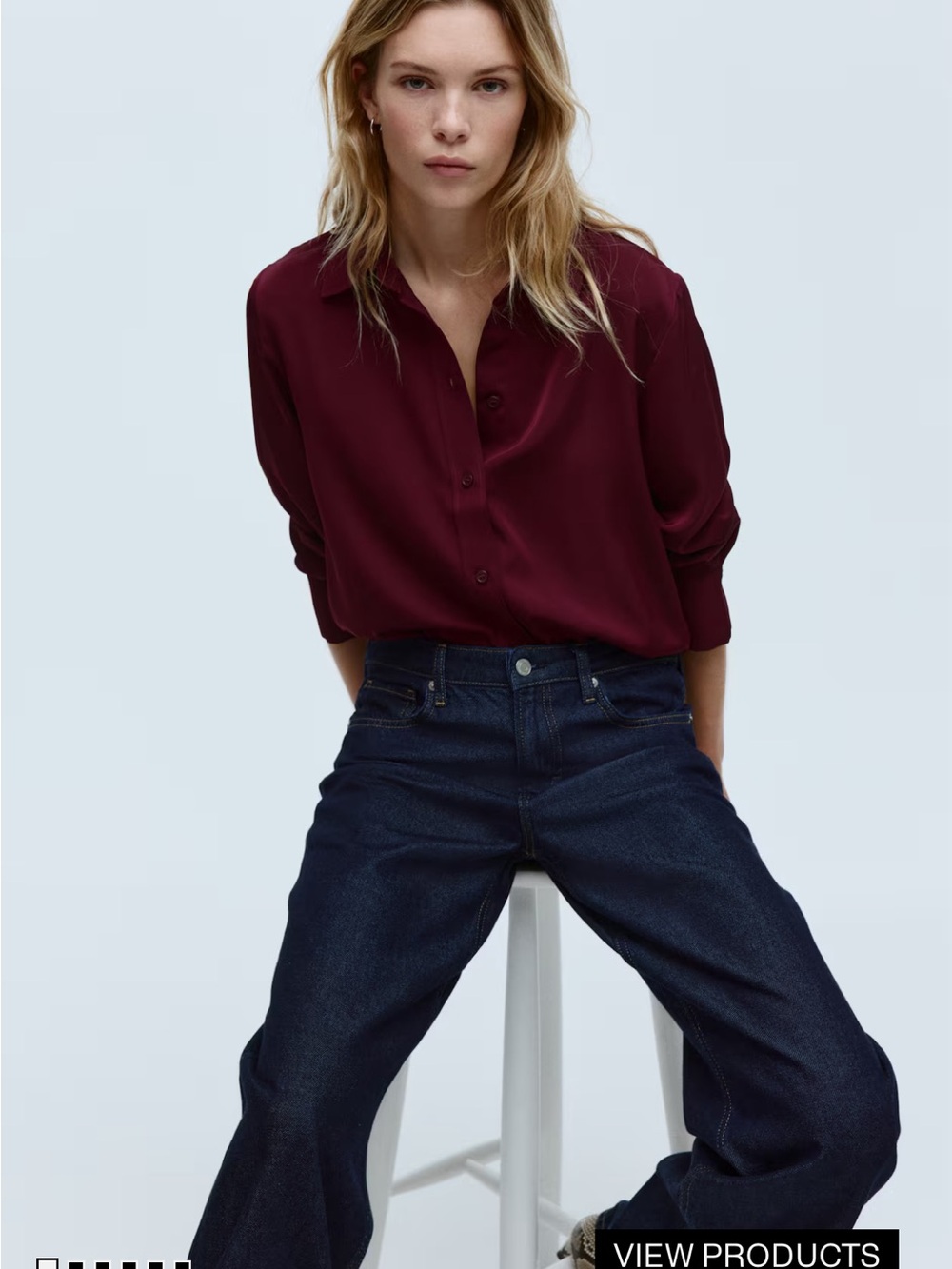H&M Burgundy Satin Oversized Blouse - Medium
